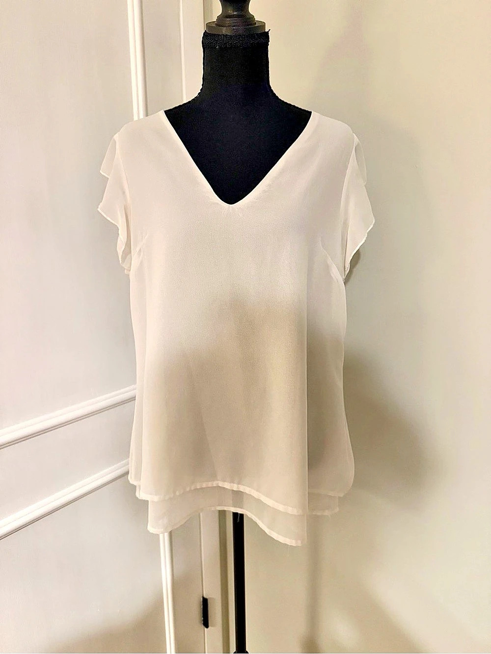 White V-Neck Blouse Like New